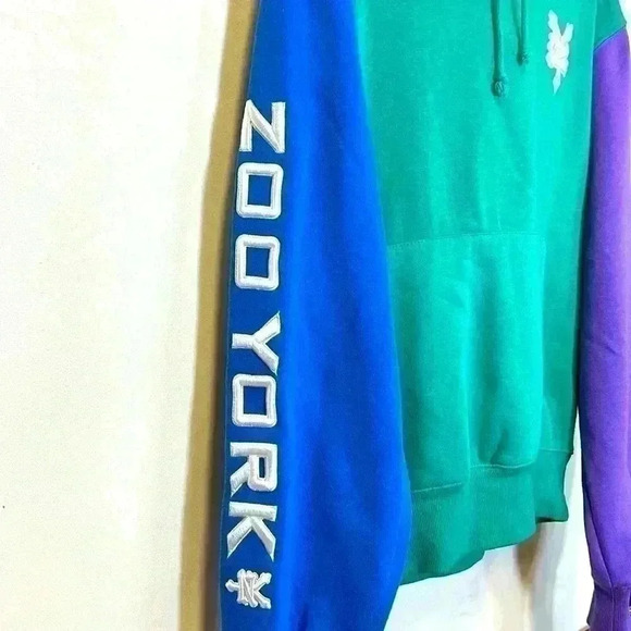 Zoo  York Medium Hooded Sweater Embroidered Long Sleeve Soft Cotton Blend Color - Picture 4 of 7